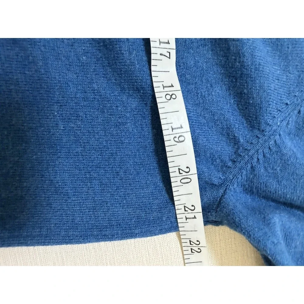 LL Bean Sweater Mens Large Tall Blue Cotton Cashmere V Neck Pullover
